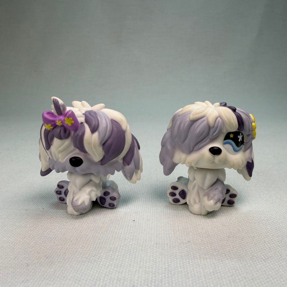 Littlest Pet Shop Authentic #465 & #466  Sheepdogs Pet Pairs White Lilac Purple